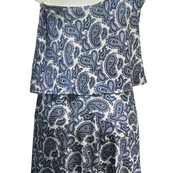 BANANA REPUBLIC Dress Size 8 Blue and White Paisley Size 8 - Picture 7 of 12